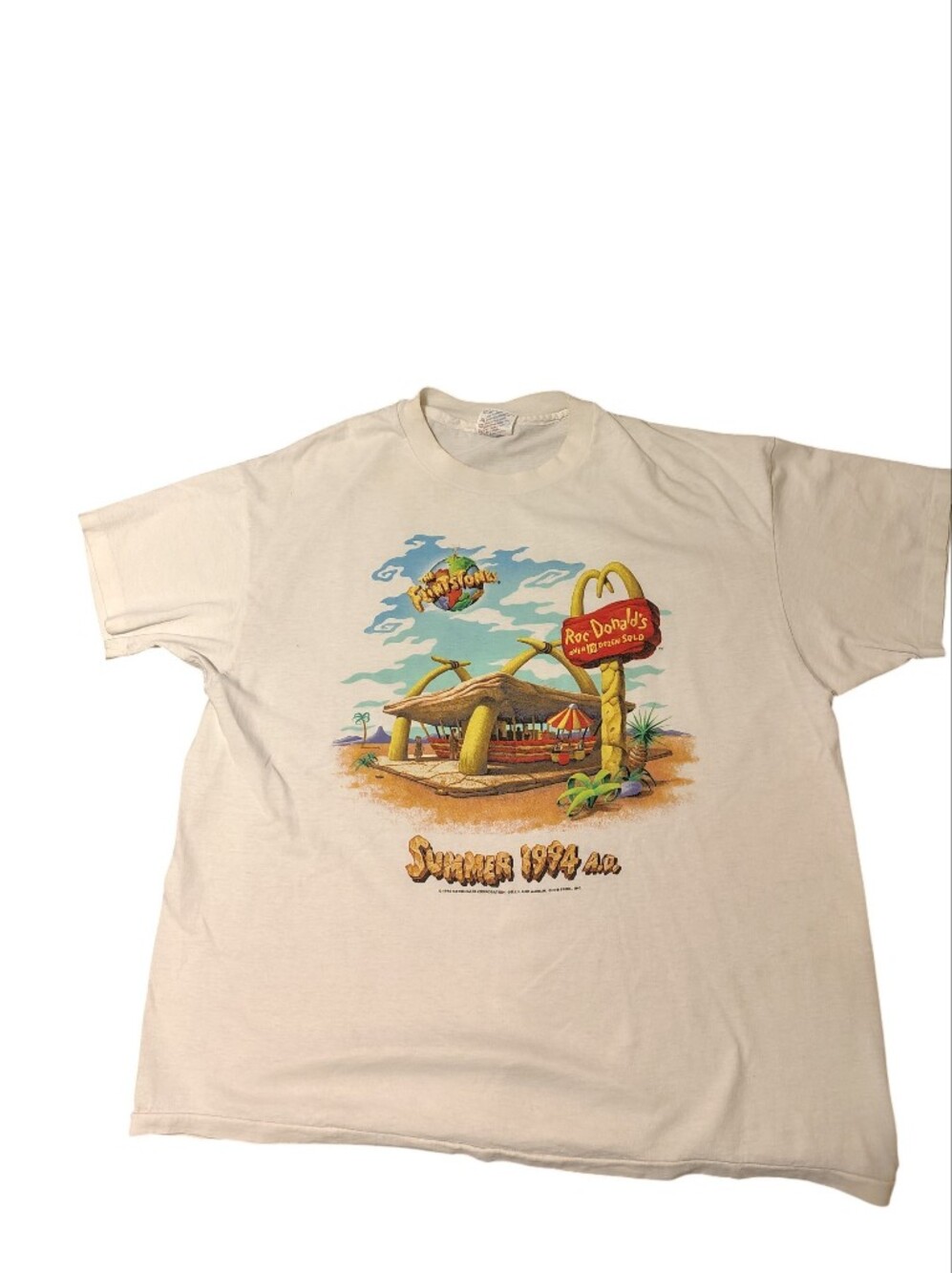 Vintage 90s McDonald’s Flintstones T Shirt XL Single Stitch
